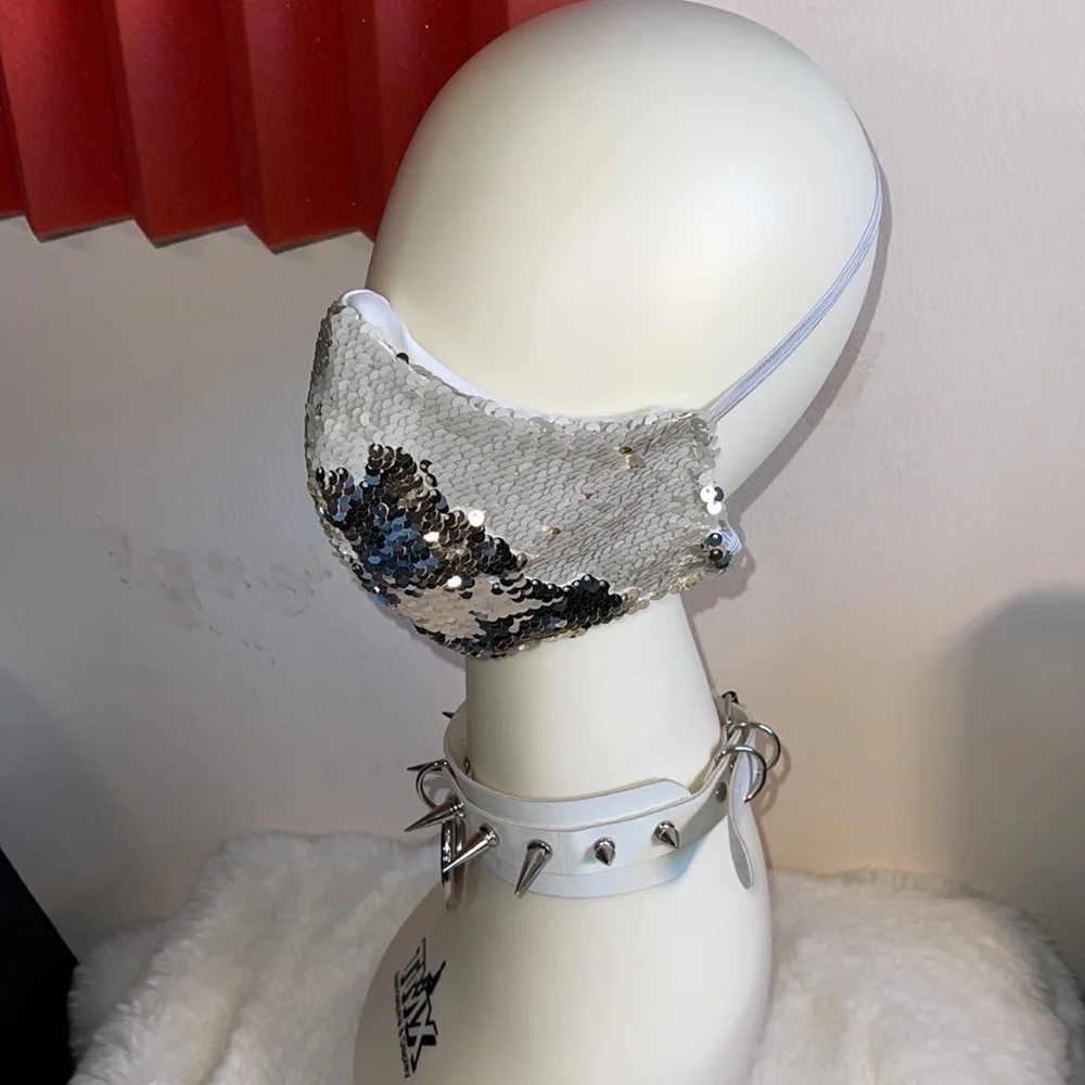 Handmade designer sequins face mask on the inside a picket for filters